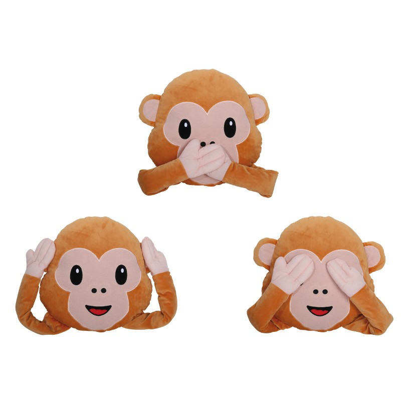 felpato ottimo anche come giocattolo 1# collectsound Cuscino grazioso e divertente a forma dell’emoticon della scimmietta 