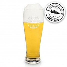 Grano bicchiere di birra con incisione scarpa da calcio e il nome