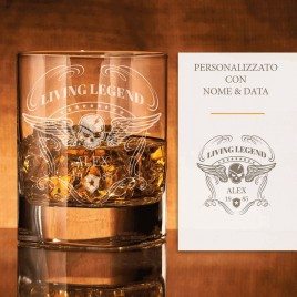Bicchiere da whisky personalizzabile - Teschio e ossa incrociate