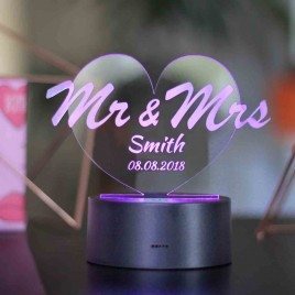 Luce decorativa personalizzabile LED - Mr & Mrs