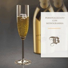 Bicchiere di champagne con monogramma inciso