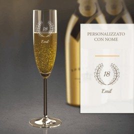 Bicchiere di champagne 18 ° compleanno con incisione