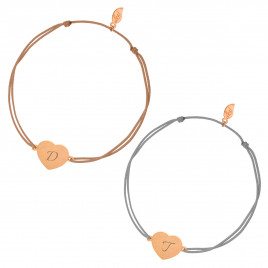 PERSONALIZED ROSEGOLDEN HEART-DISC BRACELET WITH INITIALS